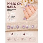 Kuromi Cartoon Short Square Press‑On Nails, Sweet Cool Purple Cute 3D Doll Drip Glue False Nails